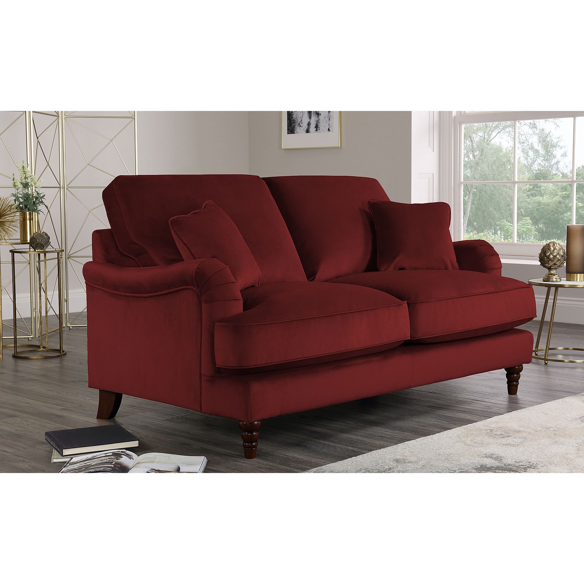 Eaton Burgundy Velvet 2 Seater Sofa
