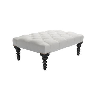 Valentin Medium Rectangular Footstool in Alabaster Brushed Linen Cotton - sofa.com