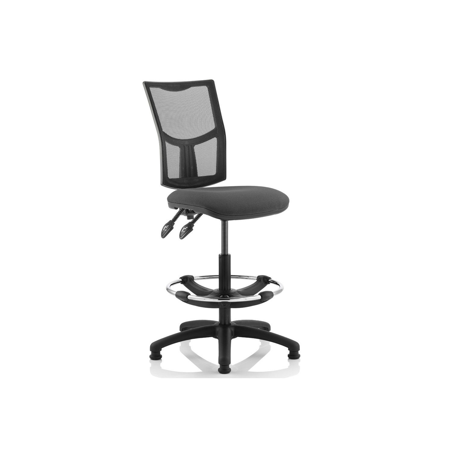 Lunar 2 Lever Mesh Back Draughtsman Chair (No Arms), Charcoal