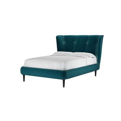 Audrey Double Bed in Deep Turquoise Cotton Matt Velvet - sofa.com