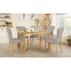 Milton Oak Dining Table with 6 Bewley Stone Grey Leather Chairs