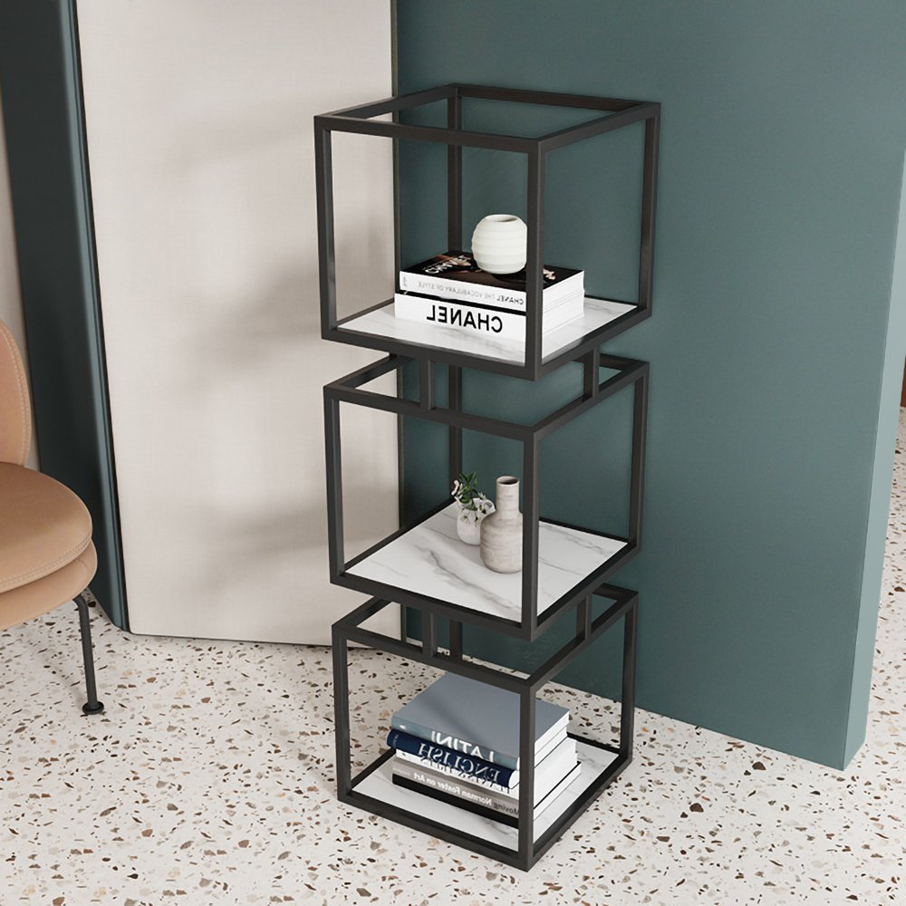 Silver Bakaji Shelving Unit Bookcase Multipurpose Stainless Steel Chrome 3 Tier Adjustable with Wheels Size 60 x 35 x 81 cm 