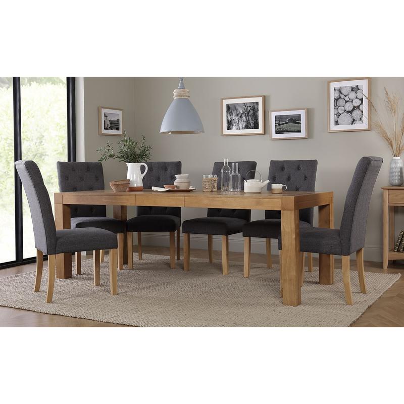 Cambridge 175220cm Oak Extending Dining Table with 4 Hatfield Slate