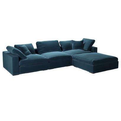 Long Island Complete Modular Set with Footstool in Seaweed Smart Cotton - sofa.com