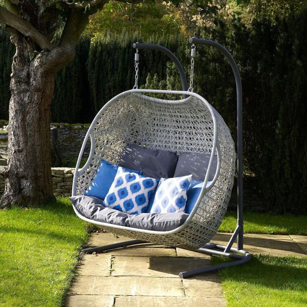 Bramblecrest Monterey Double Hanging Cocoon Chair With Cushions - Dove Grey