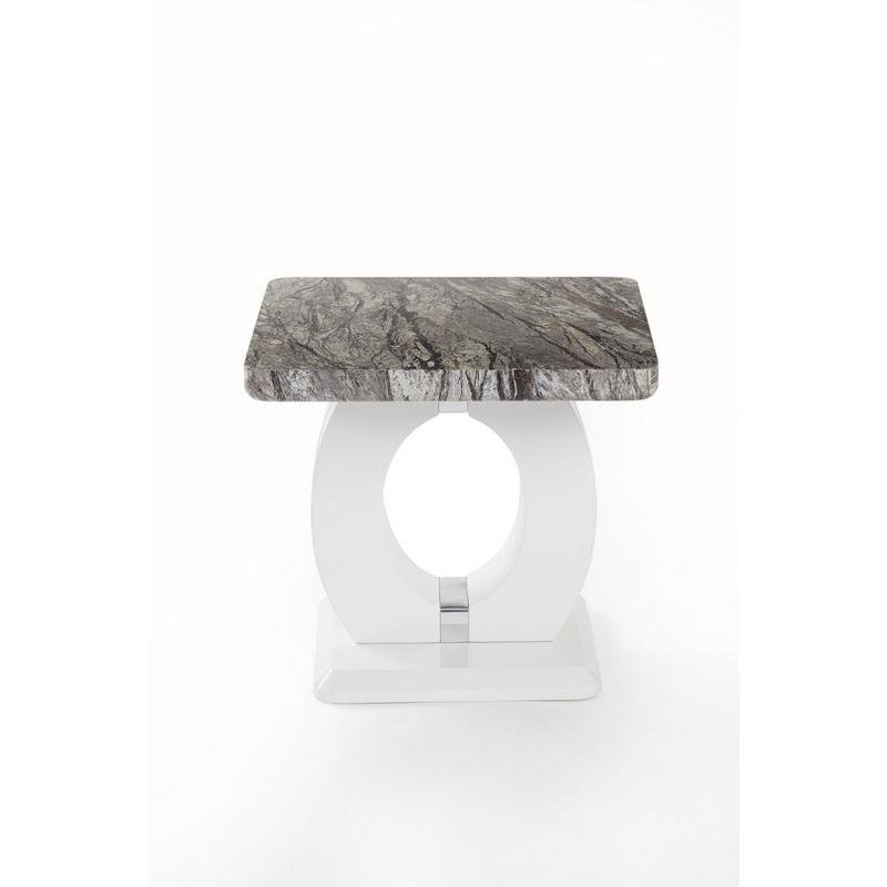 Grey Marble Effect Lamp Table