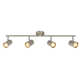 Saxby 73689 Arezzo Four Light Ceiling Bar Spotlight In Satin Chrome And Chrome Plate