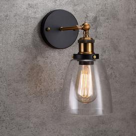 Industrial Clear Glass Shade Metal Base Swing Arm Indoor Wall lamp & Single Edison Bulb
