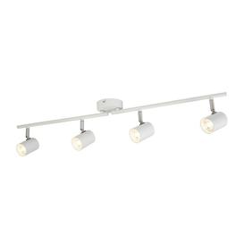 Searchlight 3174WH Rollo Four Light Ceiling Bar Spotlight In White And Chrome