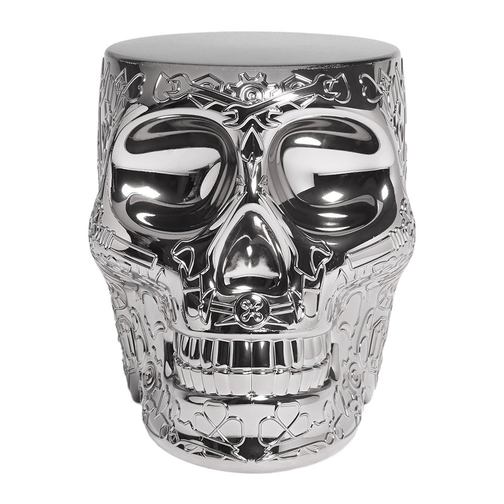 Qeeboo - Mexico Skull Stool/Side Table - Silver