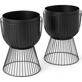 Carole Set of 2 Planters with Stands, Matte Black