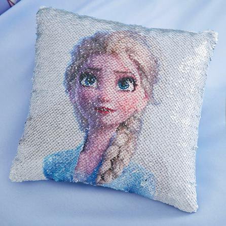 Frozen 2 Anna and Elsa Alternating Image Sequin Cushion Blue