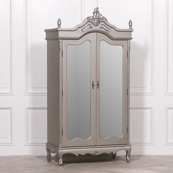 Maison Reproductions French Antique Armoire Double Doors Display Cabinet / Silver / Double Door