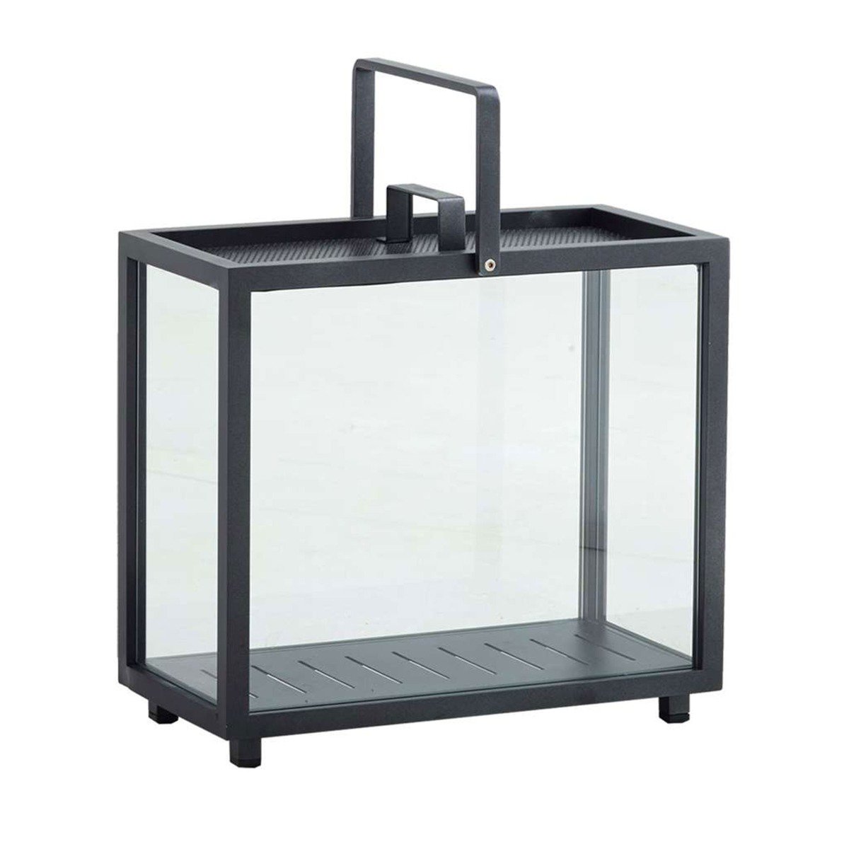 Cane-line Lighthouse Set of 2, Indoor Outdoor, Rectangle Lanterns, Lava Grey Aluminium