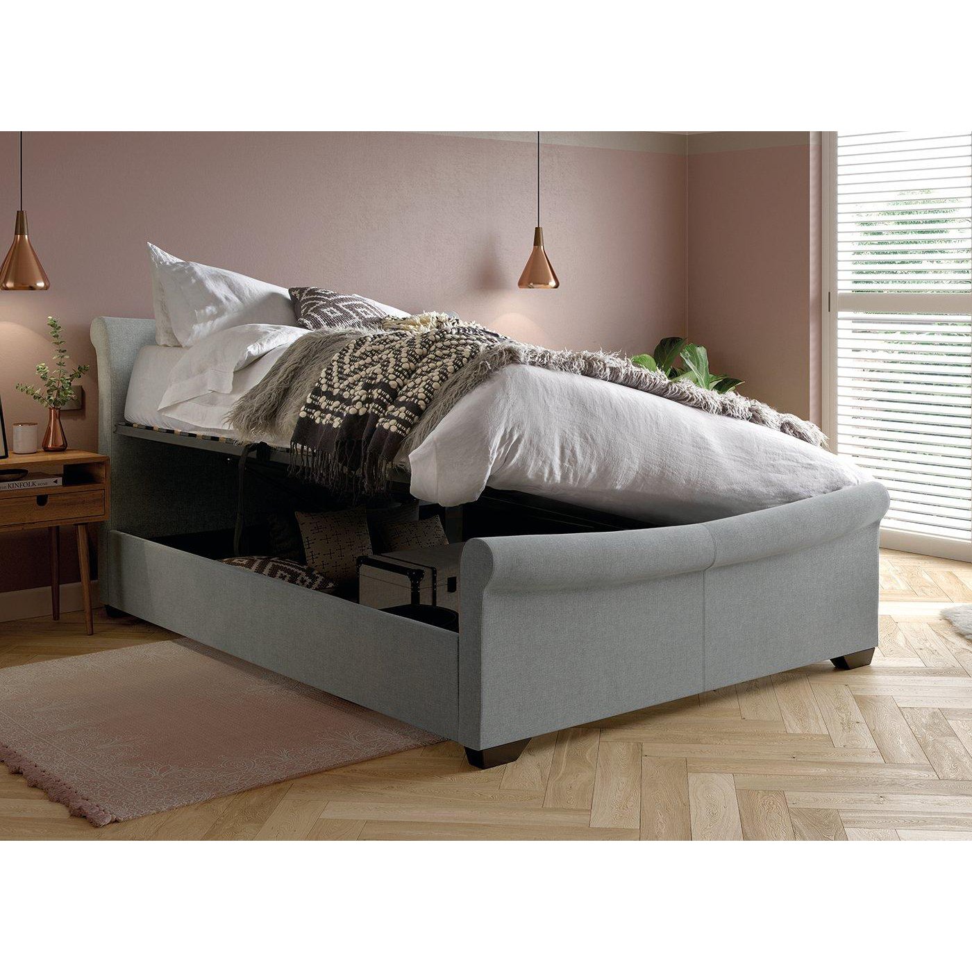 William Upholstered Ottoman Bed Frame 4'0 Small double GREY