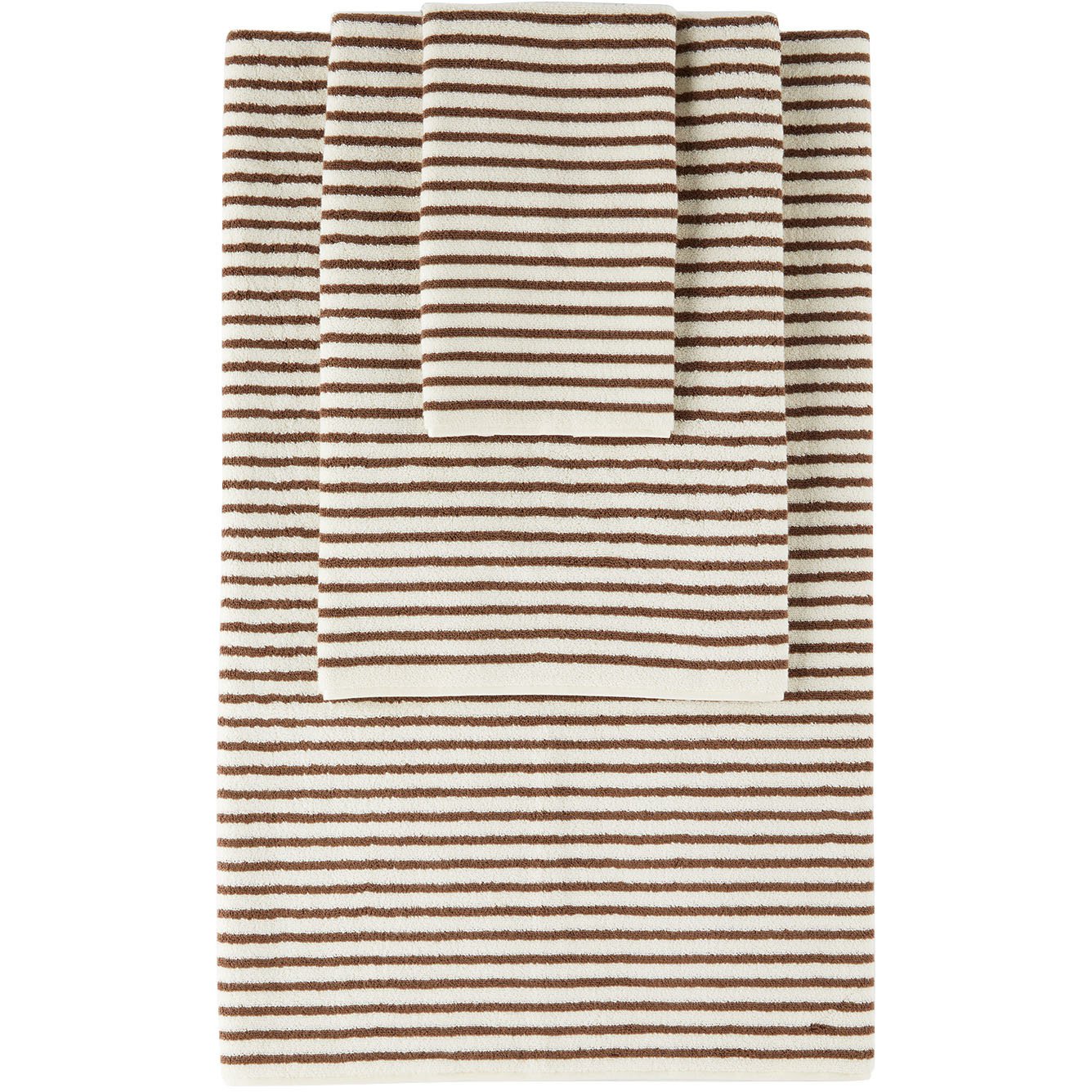 Tekla Off-White & Brown Organic Three-Piece Towel Set