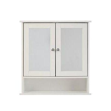 Premier Housewares Mode White Bathroom Cabinet, Mirrored Doors, With Shelf