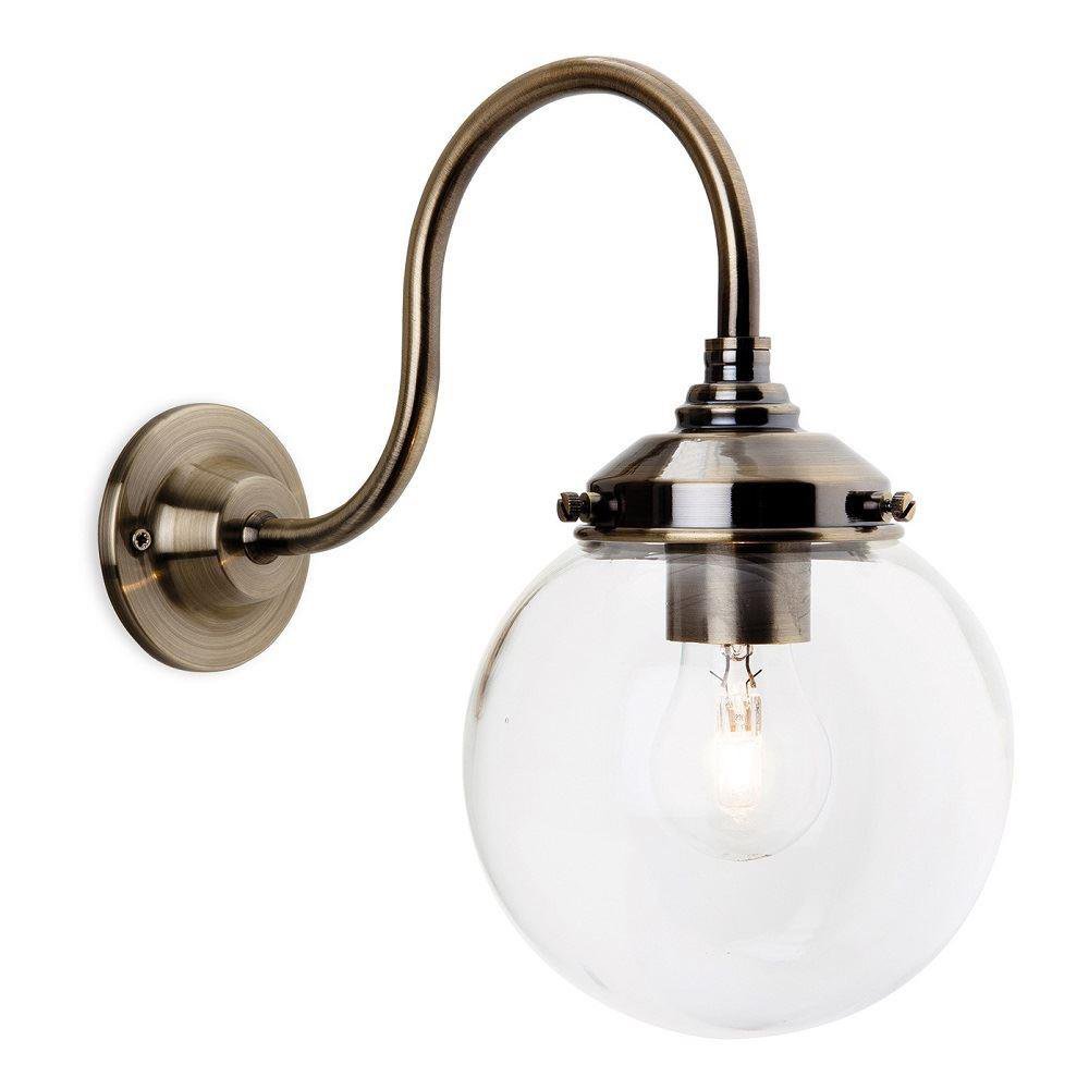 Firstlight 5936AB Victoria Wall Light In Antique Brass With Clear Globe Shaped Glass Shade