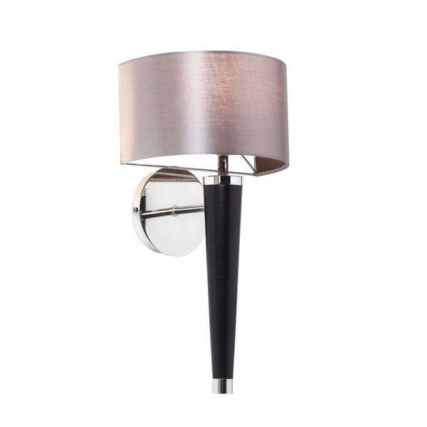 Endon CORVINA-1WB Walnut Wood / Silver Plate Wall Light With Shade