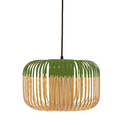 Bamboo Light S Outdoor Pendant - H 23 x Ø 35 cm by Forestier Green/Natural wood