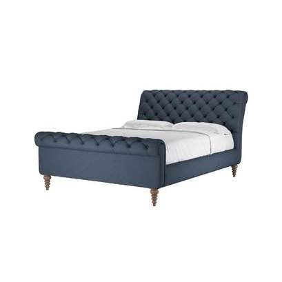 Knightsbridge King Bed in Midnight Blue Brushed Linen Cotton - sofa.com