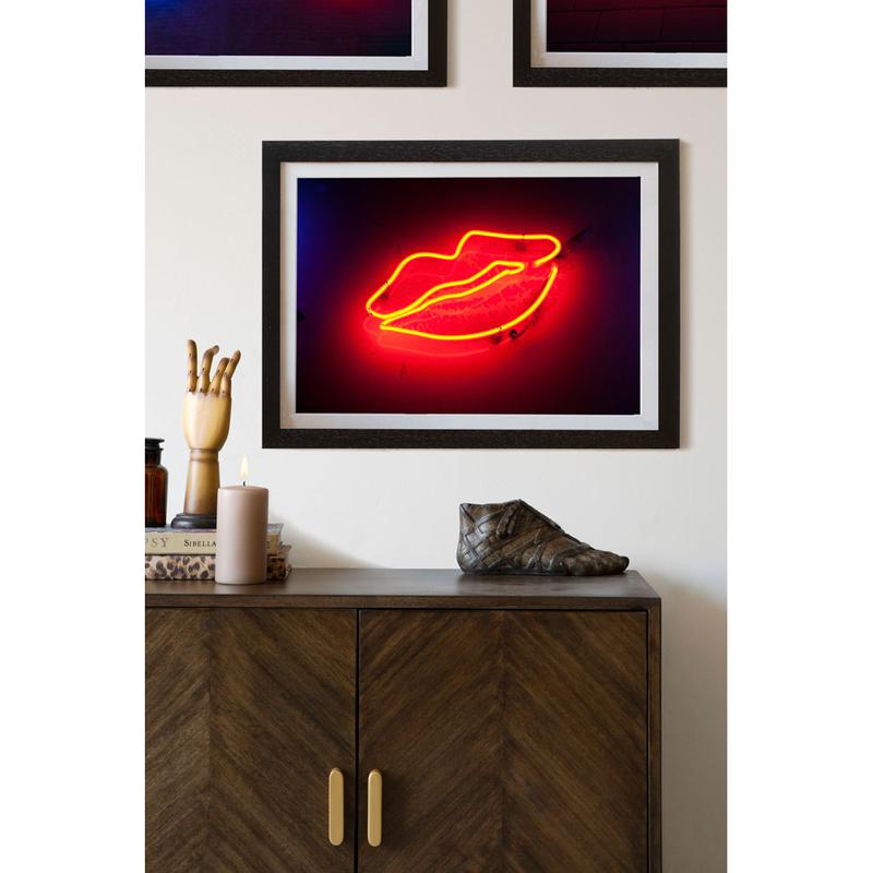 Lips Neon Art Print by Rockett St
