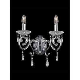 F2372-2 Two Light Wall Light In Chrome With Crystal Glass Candle Pans