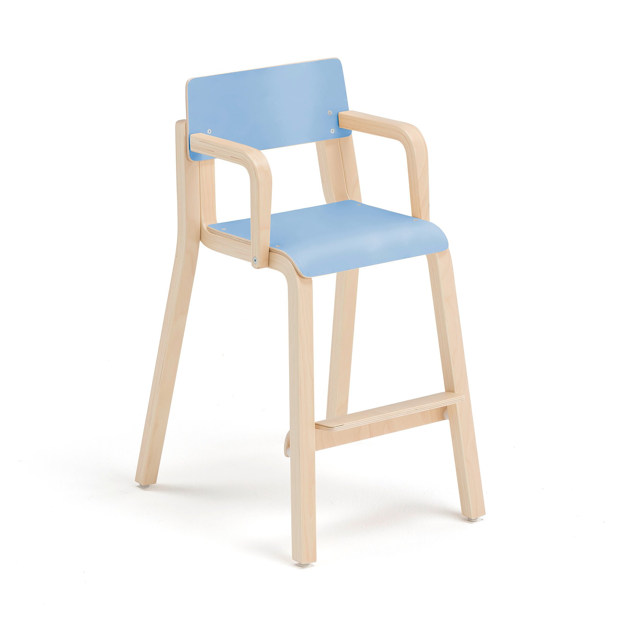 Tall children's chair DANTE with armrests, H 500 mm, birch, blue laminate