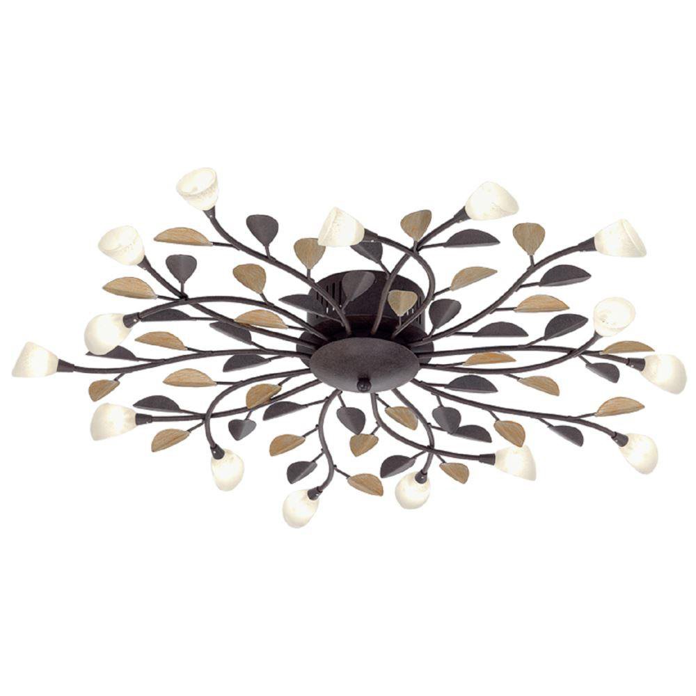 Eglo 90737 Campania 15 Light Semi Flush Ceiling Light In Antique Brown And Gold