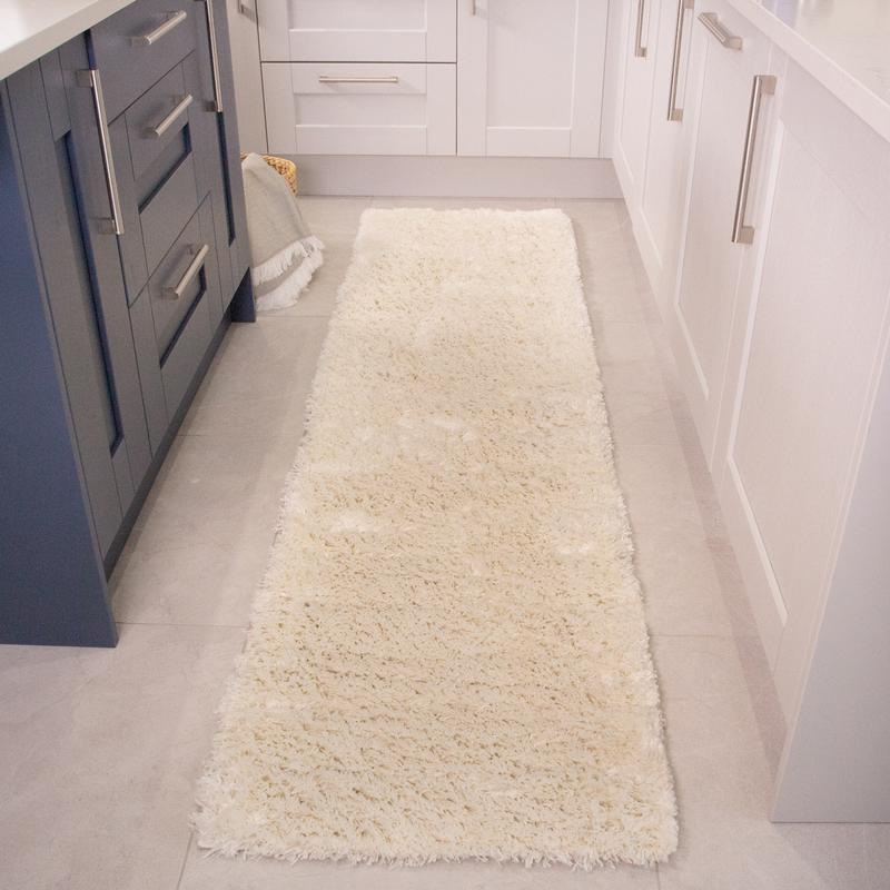 Super Soft Luxury Cream White Shaggy Runner Rug Aspen by Kukoon