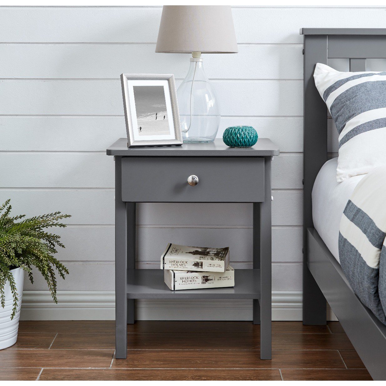 Oslo Grey Bedside Table Furniturebox by FurnitureBox