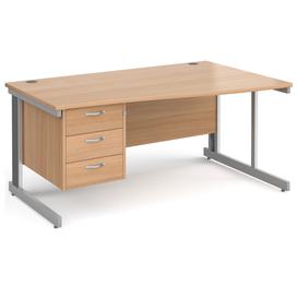Tully Deluxe Right Hand Wave Desk 3 Drawers, 160wx99/80dx73h (cm), Beech