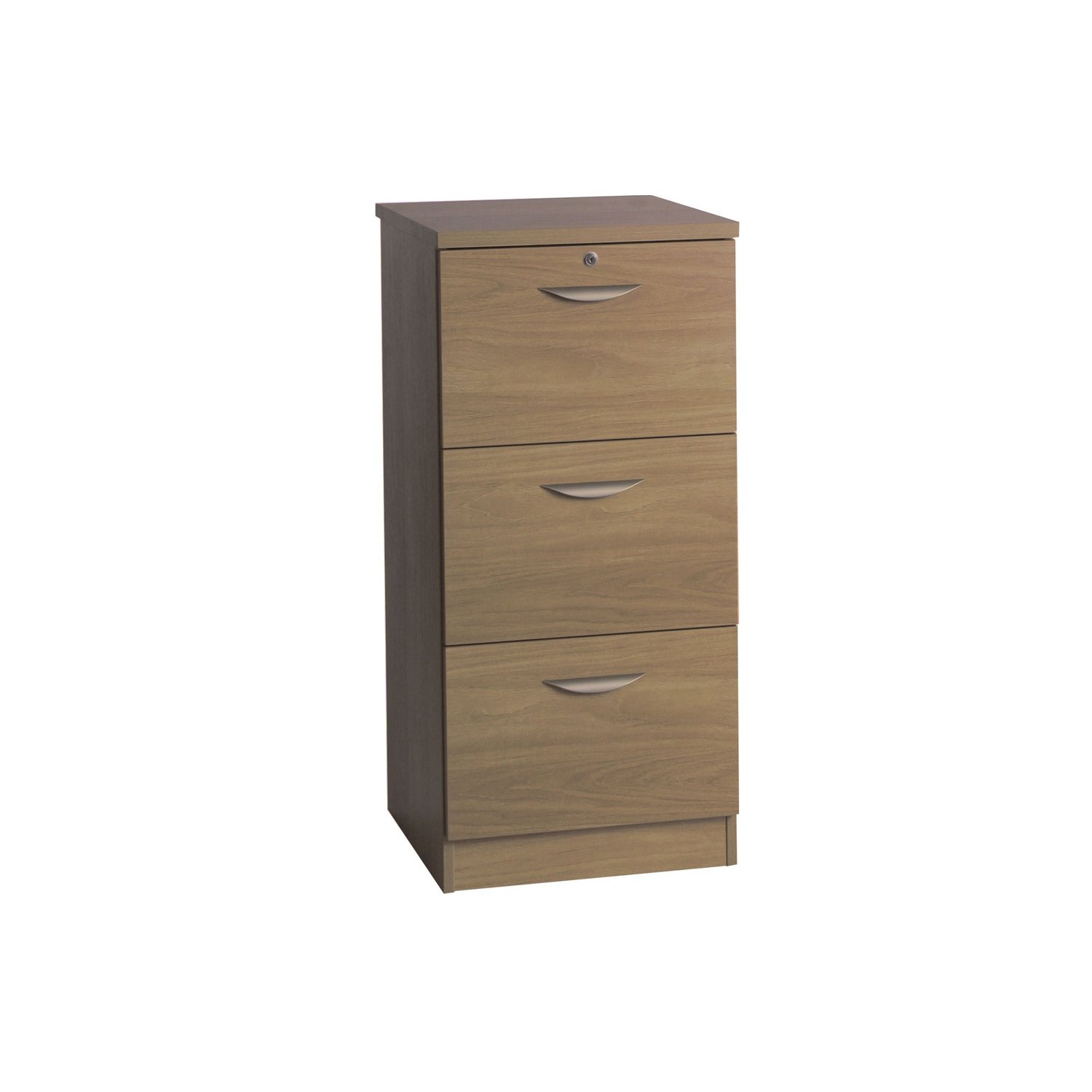 Small Office Mid Height 3 Drawer Filing Cabinet, English Oak
