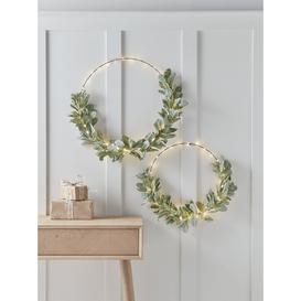 Two Light Up Eucalyptus Wire Wreaths
