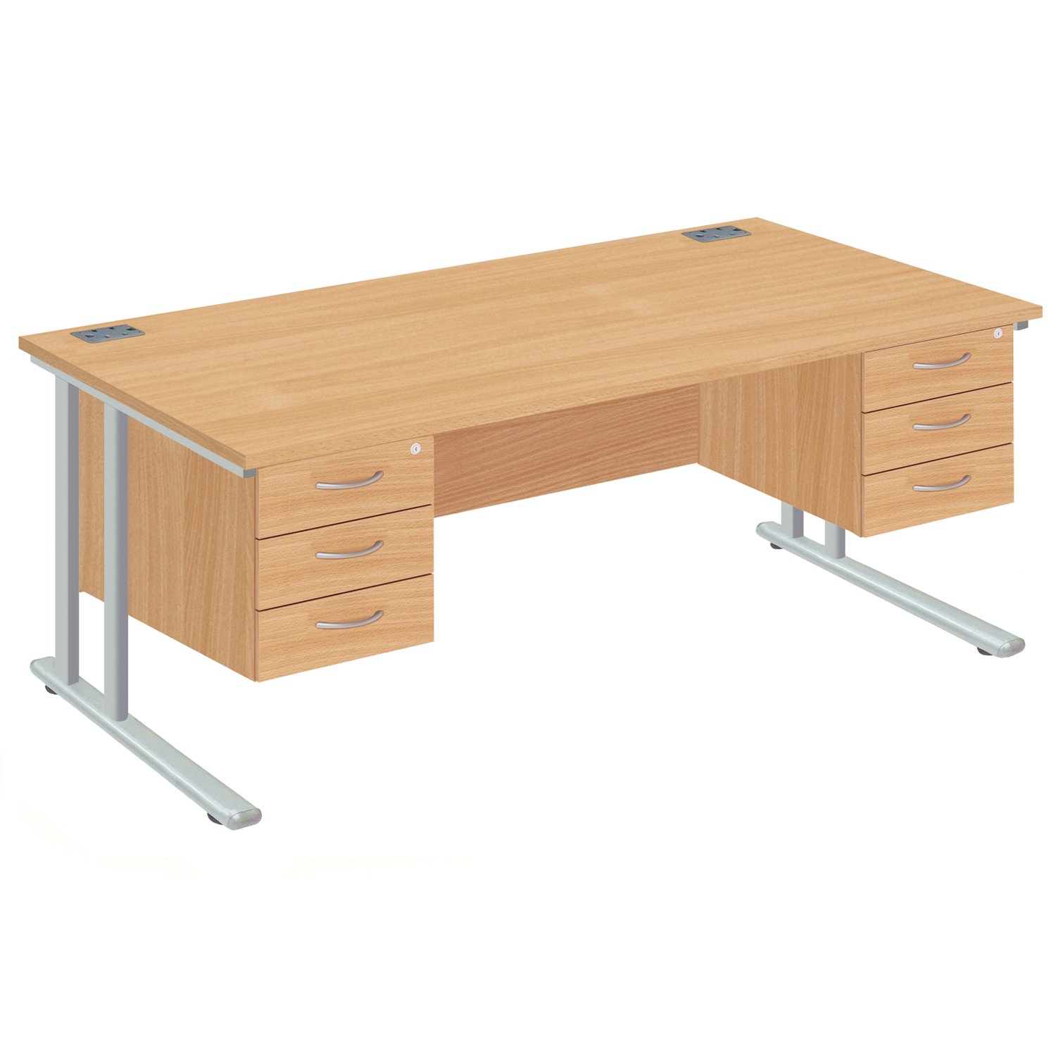 Proteus II Executive Desk 3+3 Drawers, 180wx80dx73h (cm), White/Oak
