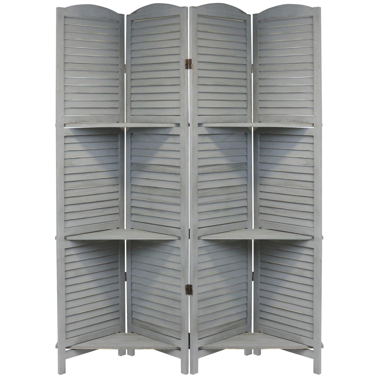 Hartleys 4 Panel Grey Shabby Chic Room Divider