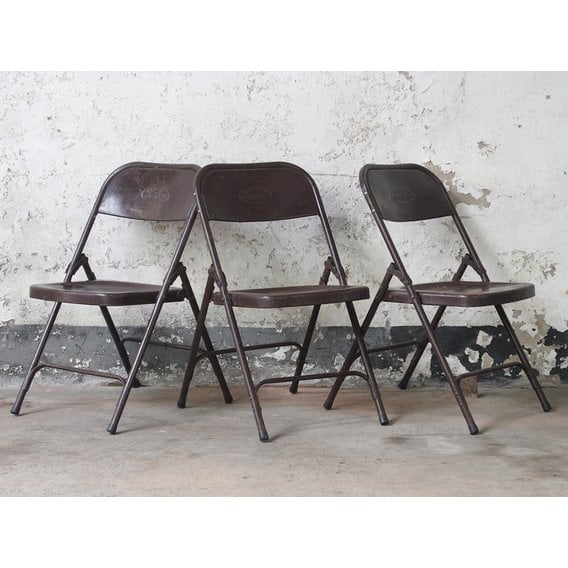 Vintage Metal Folding Chair - Rustic Brown