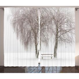 image-Hayleigh Bench in the Park on A Snowy Cold Winter Day in Storm Wind Blizzard Holiday Picture 2 Piece Room Darkening Curtain Set