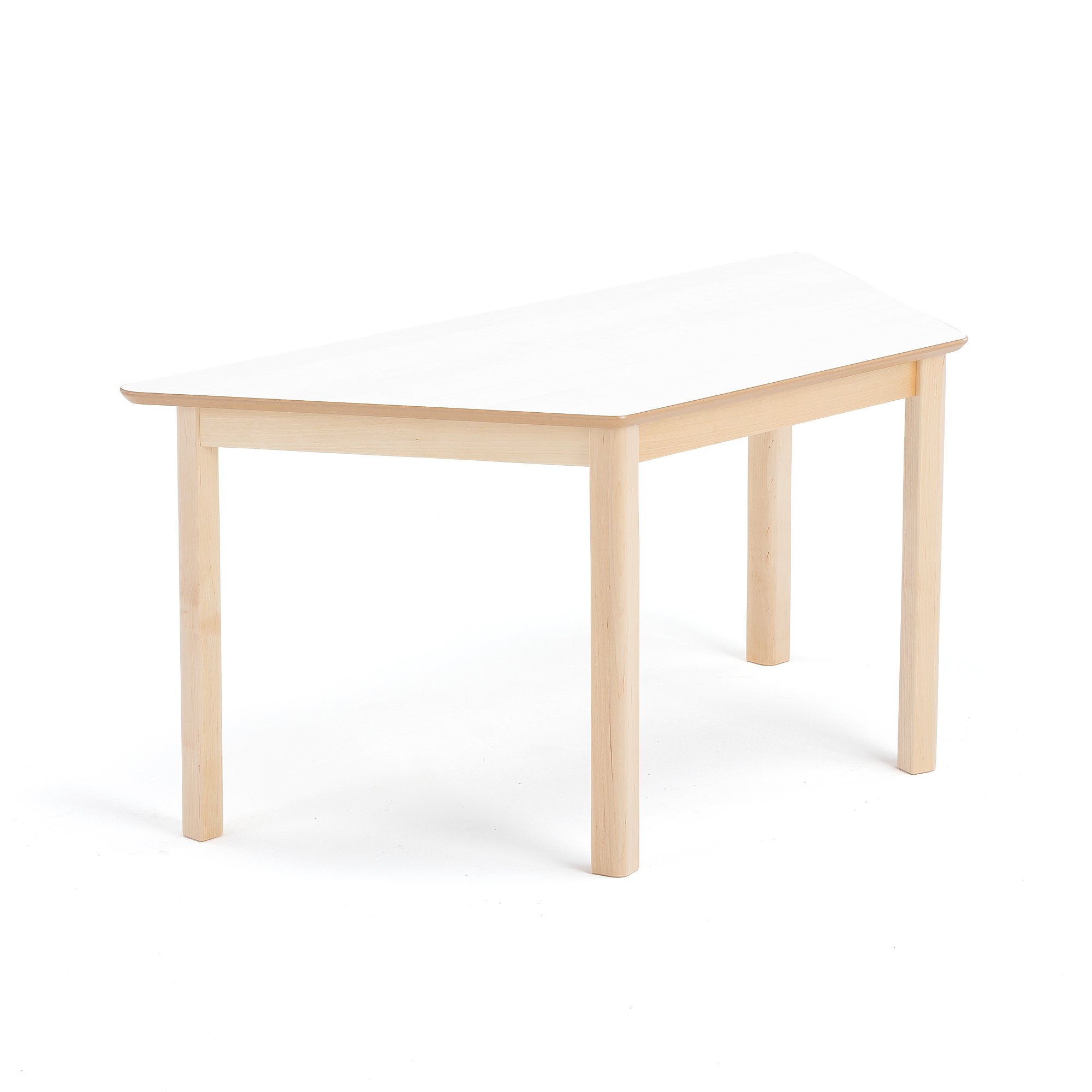 Children's table ZET, trapeze, birch with white, 1200x600x550 mm