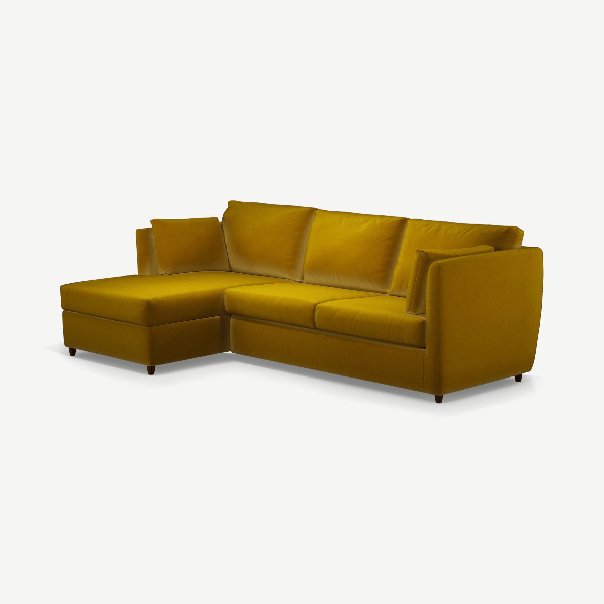 Milner Left Hand Facing Corner Storage Sofa Bed with Foam Mattress, Saffron Yellow Velvet