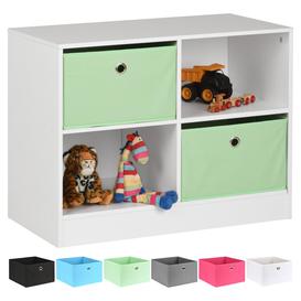 Hartleys White 4 Cube Kids Storage Unit & 2 Easy Grasp Box Drawers - Mint