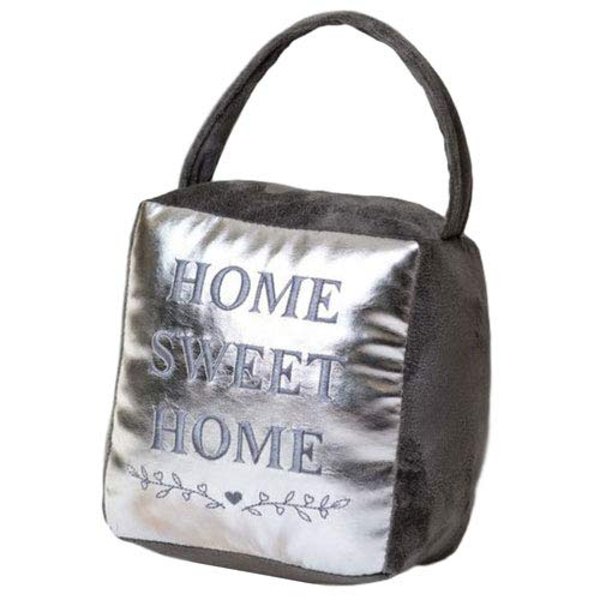 Hestia Silver Luxe Cube 'Home' Silver Door Stop