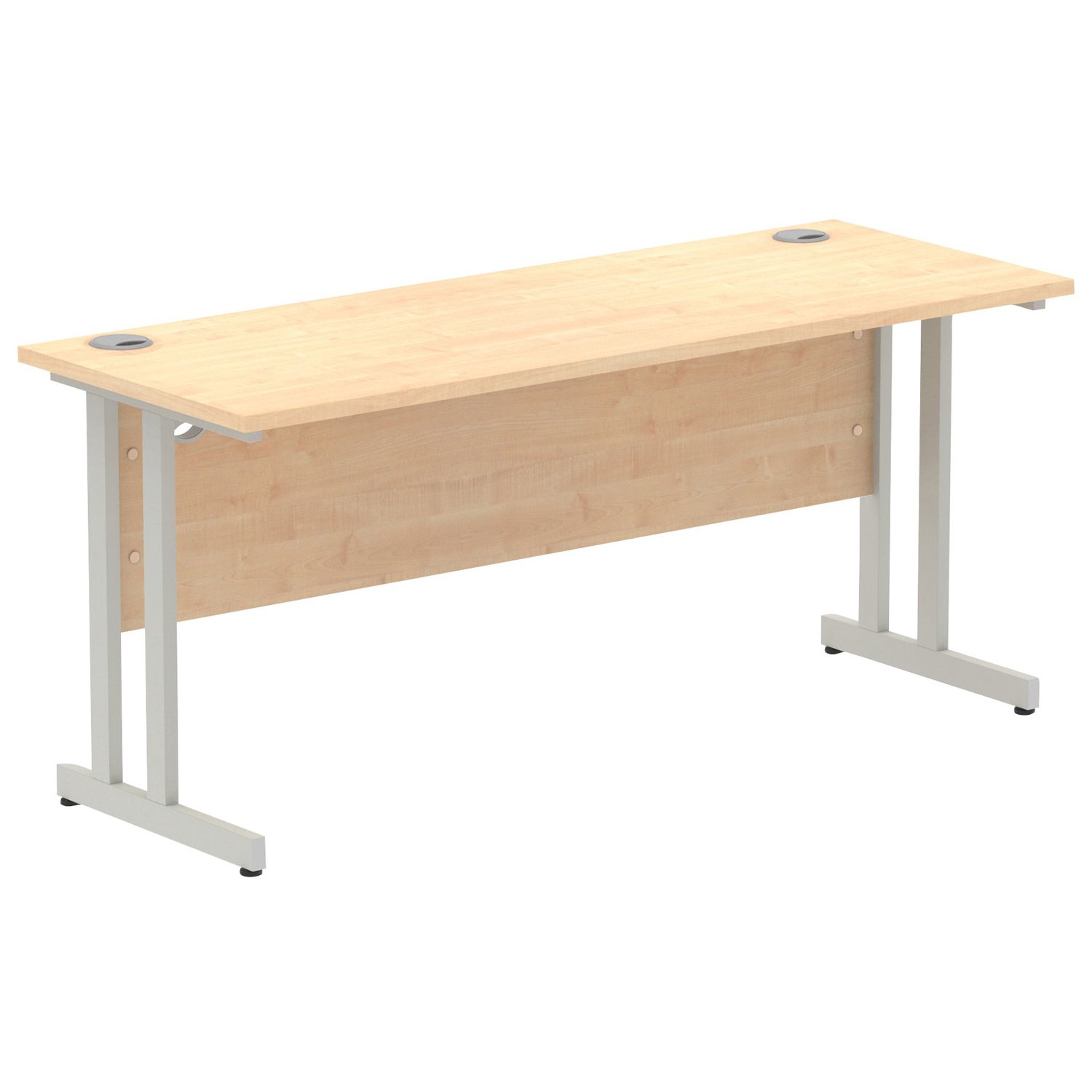 Vitali C-Leg Narrow Rectangular Desk (Silver Legs), 160wx60dx73h (cm), Maple