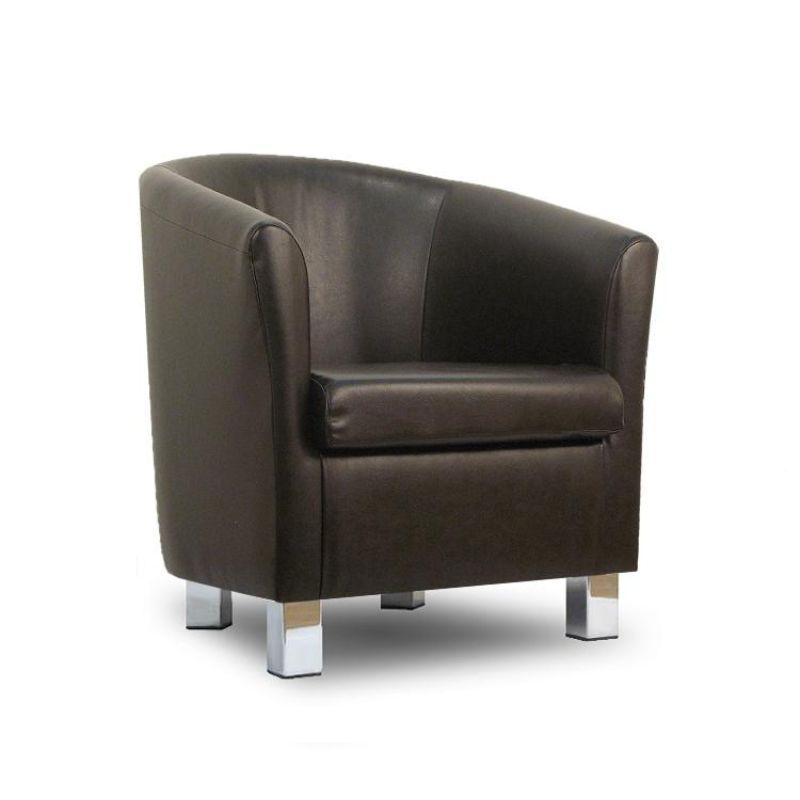 Small Leather Sofa Tub Chair Badger Chrome Legs by Designer Sofas 4U