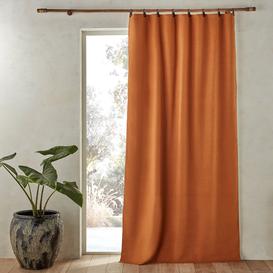 image-Private Single Linen Lined Blackout Curtain with Leather Tabs