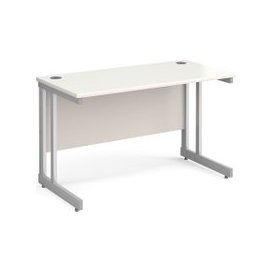 All White Double C-Leg Narrow Rectangular Desk, 120wx60dx73h (cm)