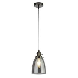 Searchlight 1921-1BC Pendants 1 Light Ceiling Pendant In Black Chrome With Smoked Glass