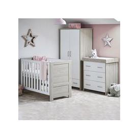 Obaby Nika Mini Cot Bed 3 Piece Nursery Furniture Set - Grey Wash and White