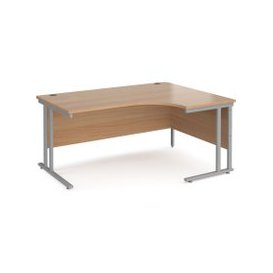 Value Line Deluxe C-Leg Right Hand Ergonomic Desk (Silver Legs), 160wx120/80dx73h (cm), Beech
