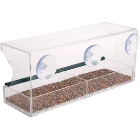 image-Clear Acrylic Window Bird Feeder - With Drain Holes - Anti-fall Very Sturdy Durable - Super Strong Suction Cups - Removable Tray Makes East To Fill An